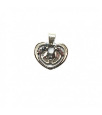 PE001381 Genuine sterling silver pendant Heart with footsteps solid hallmarked 925